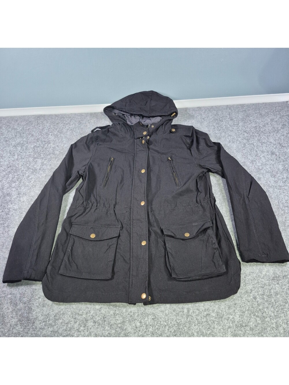 Eden Society Classic Cargo Jacket Womens Size XL Black Drawstring Military